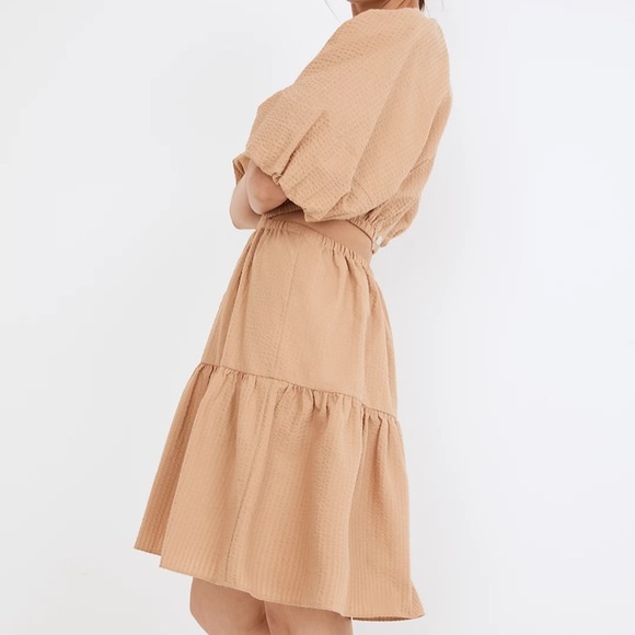 NWT Madewell Tan Seersucker Dress - Picture 2 of 10